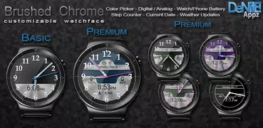 Brushed Chrome HD Watch Face & Clock Widget