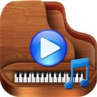 Piano with ocean waves icon