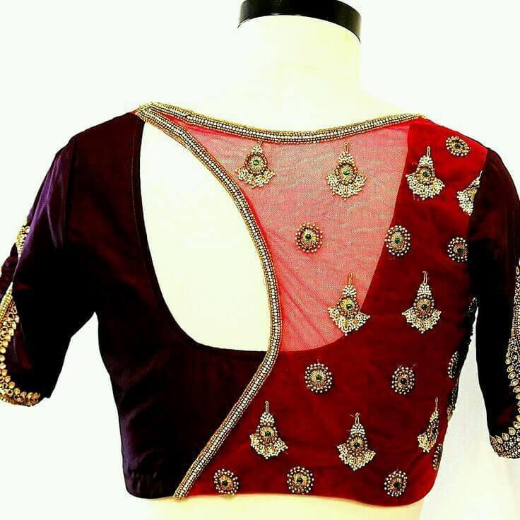 Saree blouse neck designs front and back latest Women plus size tops with cross tops
