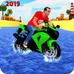 Beach Water Surfer Bike Rider: