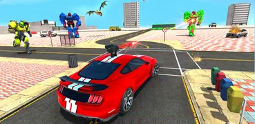 Flying dino car transform game