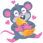 ikon Cute Cat and Mouse Stickers WA