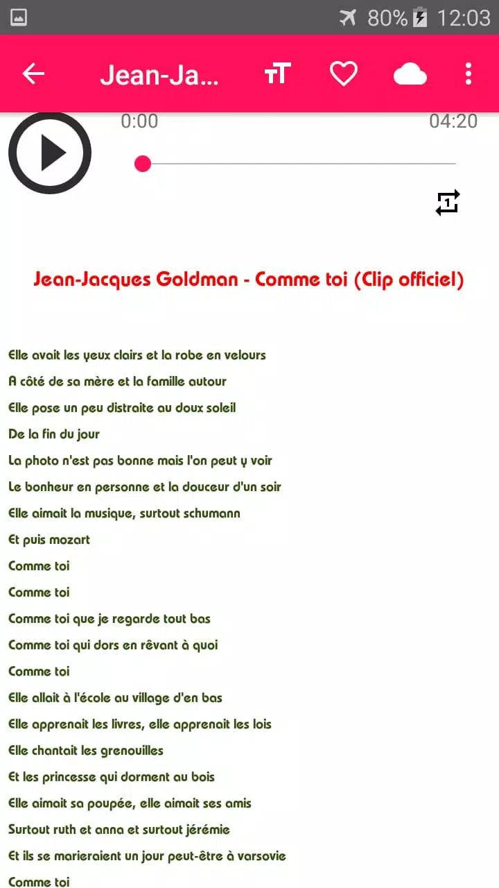 Jean jaques goldman music sans net (avec paroles) APK pour Android  Télécharger