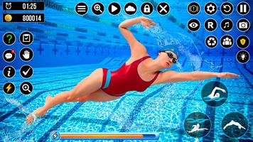 Wyścig na basenie: pływanie 3D plakat