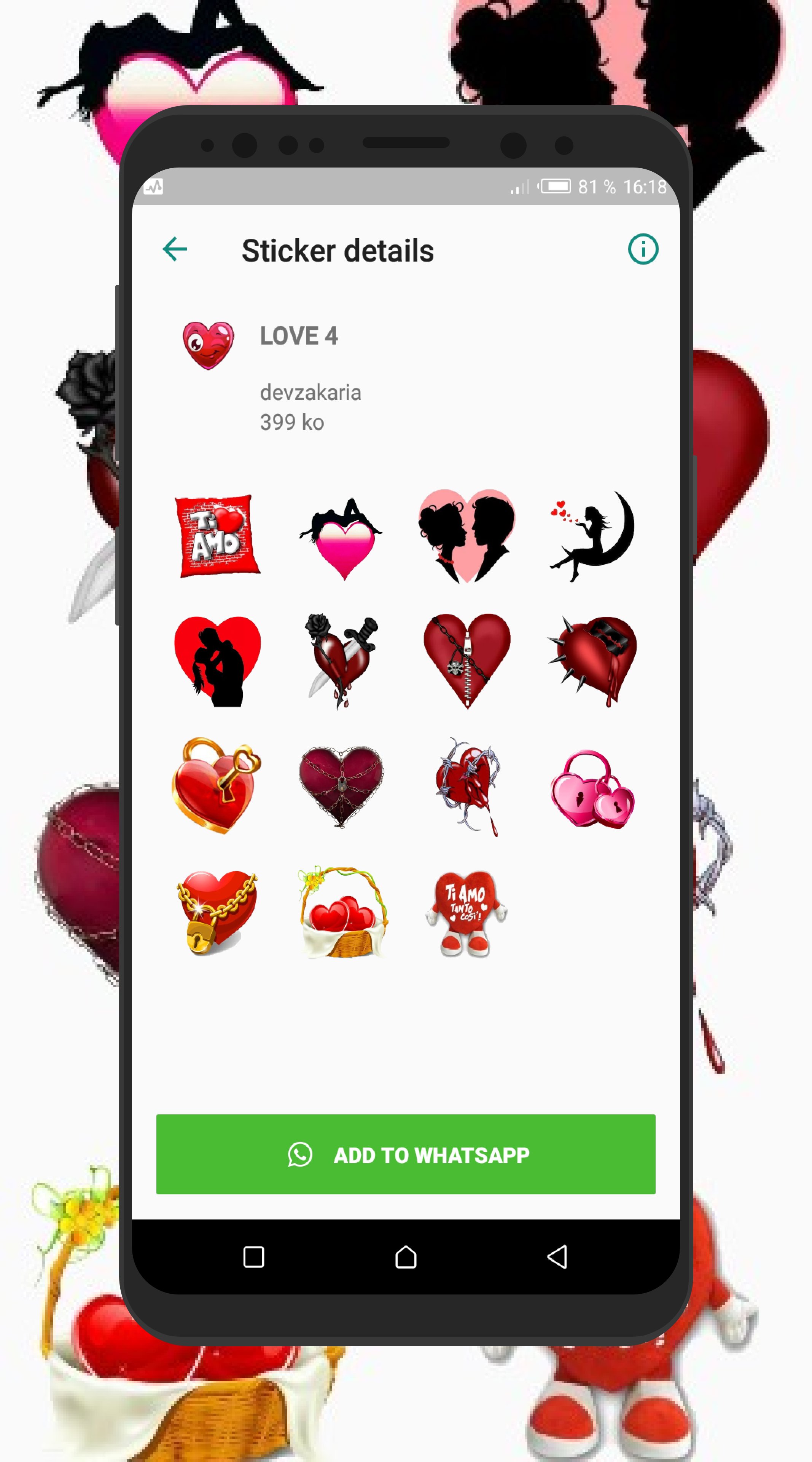 😍 WAStickerApps Love Stickers for whatsapp安卓版应用APK下载