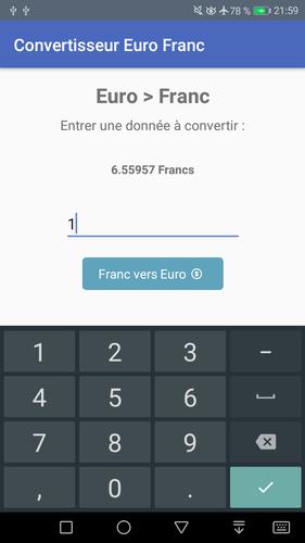 Convertisseur Euro Franc pour Android - Téléchargez l'APK