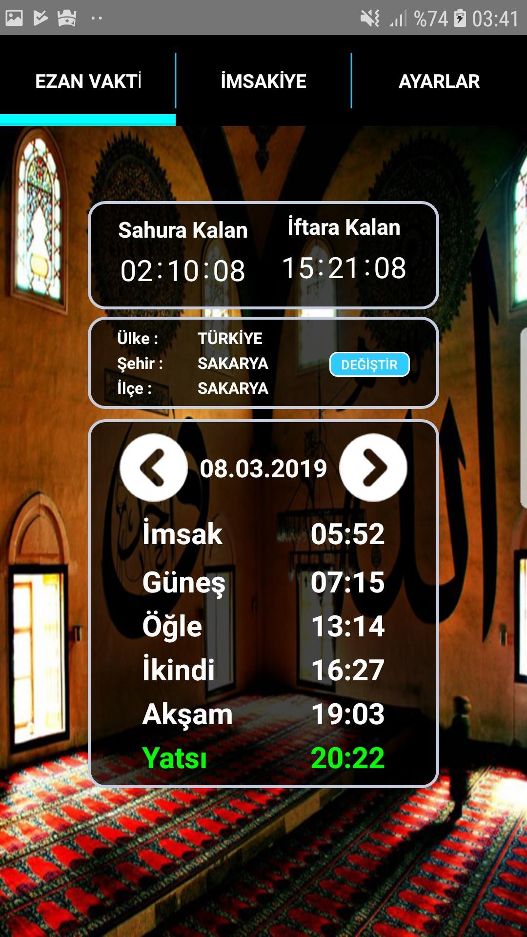 Android İndirme için Ramazan İmsakiye 2019 - Diyanet Namaz Vakitleri APK