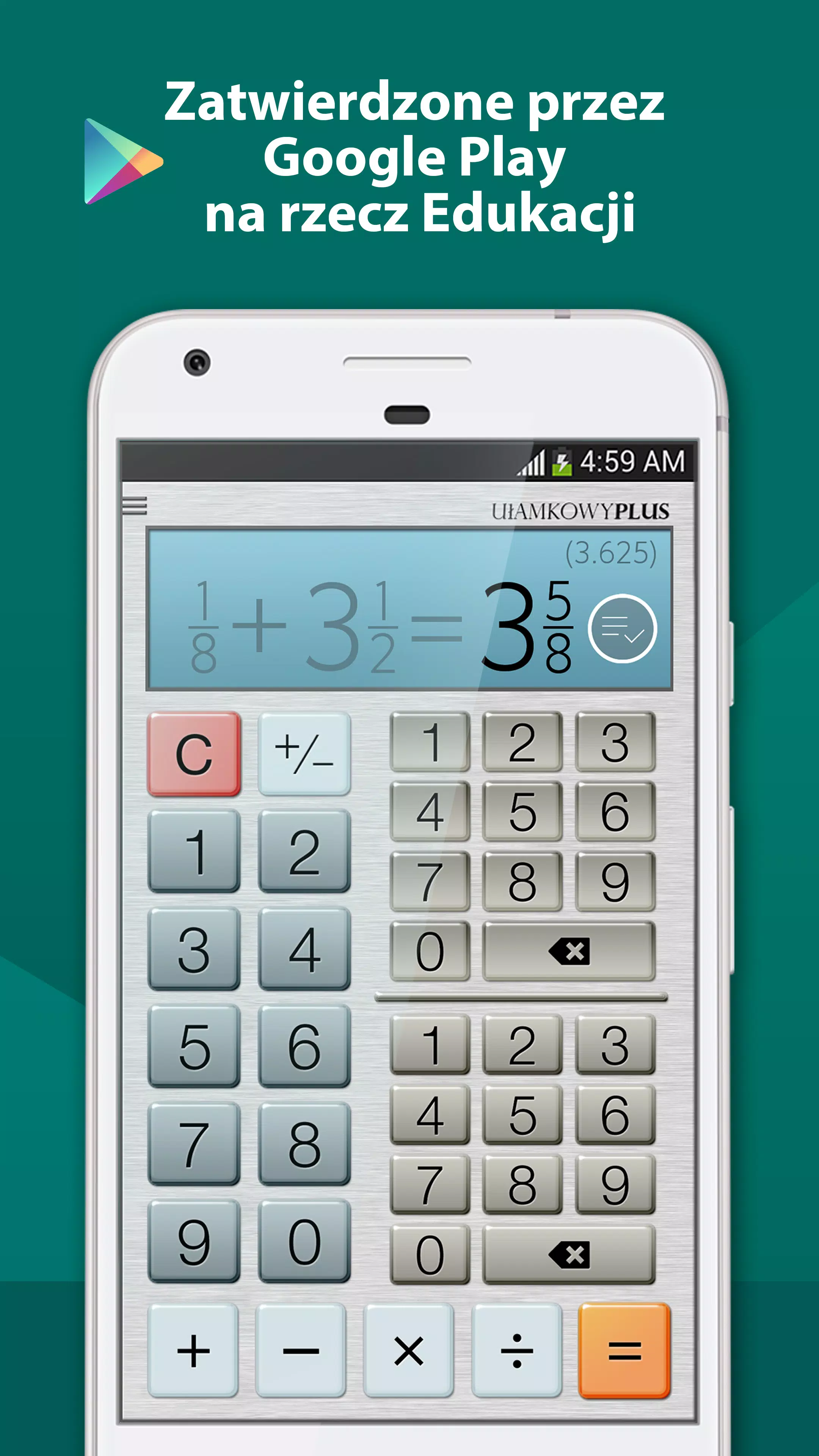 Kalkulator Ułamkowy APK do pobrania na Androida