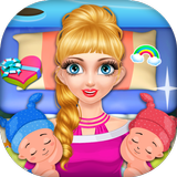 Pregnant Mommy And Newborn Twin Baby Care Game icône