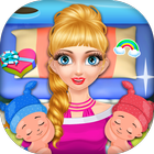 Pregnant Mommy And Newborn Twin Baby Care Game Zeichen