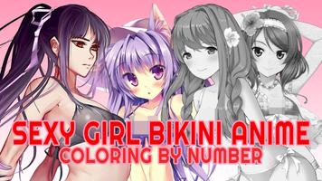 Sexy Girl Bikini Anime Color B الملصق