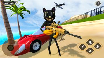 Scary Cartoon Cat 3D : Crime Hero Horror Escape Poster