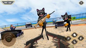 Scary Cartoon Cat 3D : Crime Hero Horror Escape syot layar 2