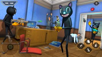 Scary Cartoon Cat 3D : Crime Hero Horror Escape captura de pantalla 3