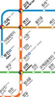 부산 지하철 노선도 한국 Affiche