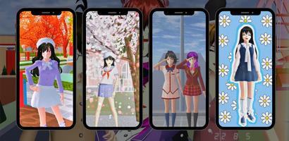 Wallpaper Sakura School Cute постер