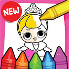 Princess Dolls Coloring Book for kids icône