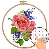 Cross Stitch Flower By Number Affiche