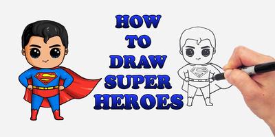 Draw Chibi SuperHeroes Caracters Affiche