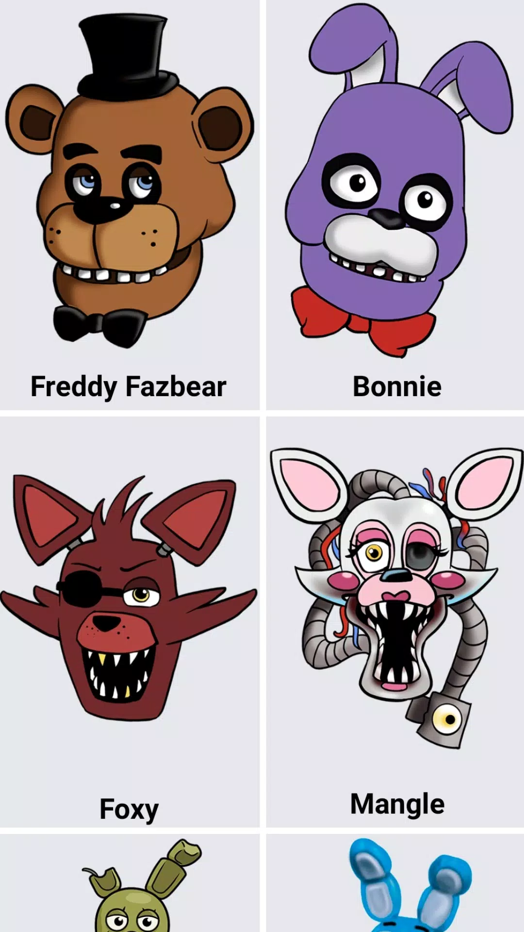 lista de personagens do fnaf