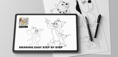 Draw Tom Cat and Jerry Mouse Cartaz