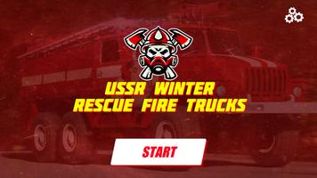 USSR Winter Rescue Fire Trucks Affiche