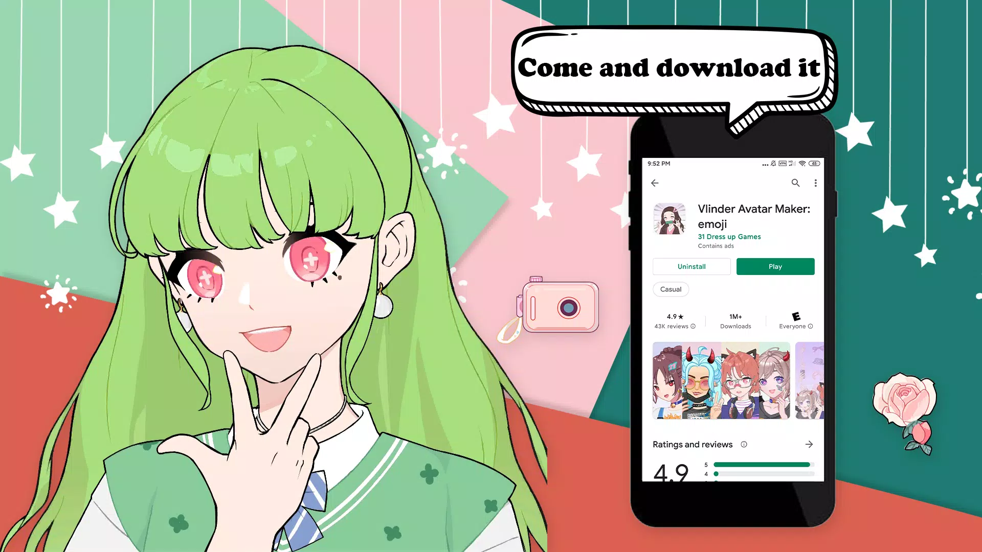 Kamu suka mengubah penampilan avatarmu? Jangan khawatir, Vlinder Avatar Maker: trang phục untuk Android hadir untuk membantumu. Aplikasi ini akan membuatmu merasa seperti seorang penata gaya avatar yang ahli! Cobalah sekarang dan lihat betapa keren avatarmu setelah kamu memilih trang phục terbaru dan modis.