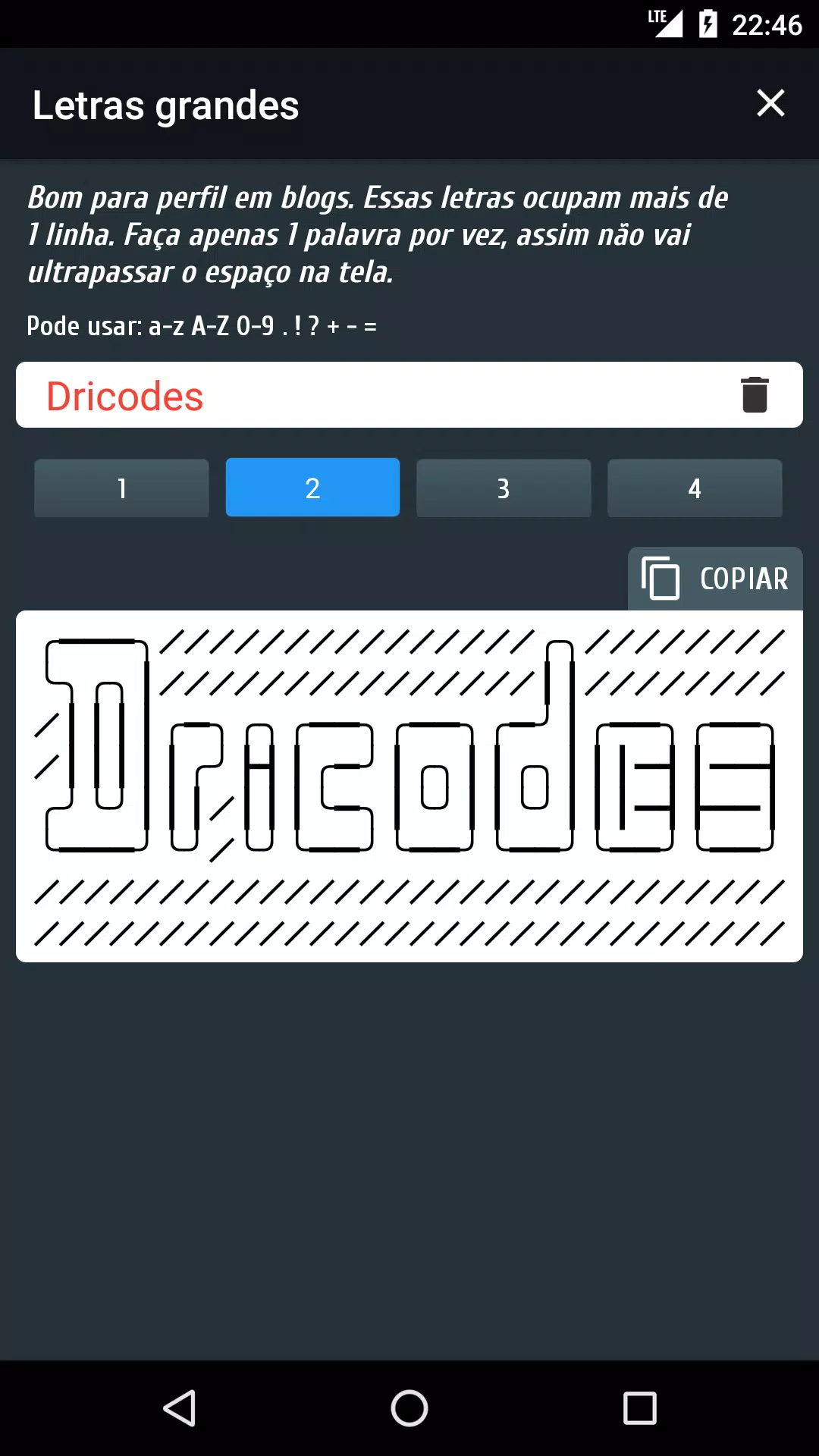 Última Versão de PRO Símbolos Nicknames Letras 5.2.1 pro para Android