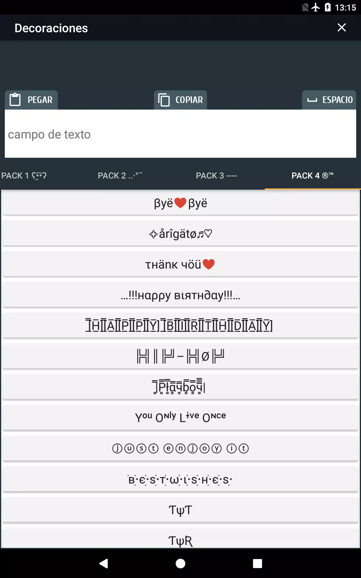 Descarga de APK de Generador letras y símbolos para Android