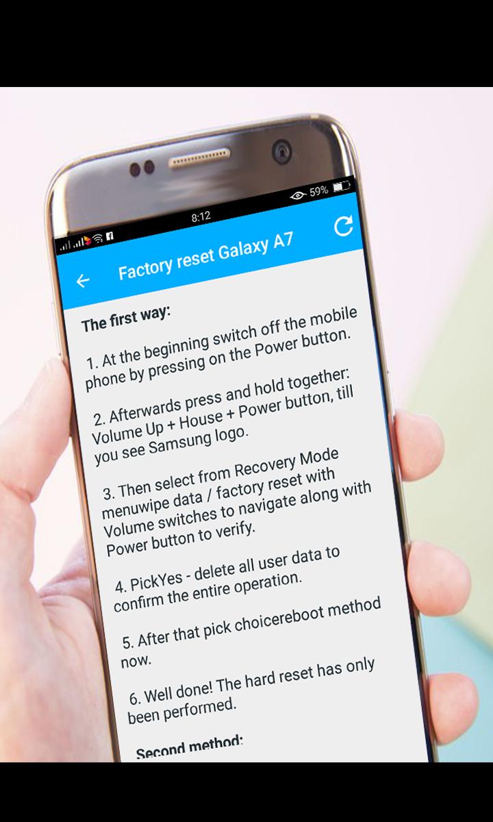 Samsung factory reset guide für Android - APK herunterladen