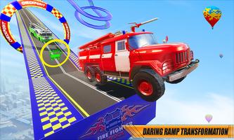 消防車レーシングスタントゲーム ポスター