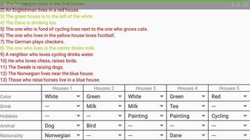 Einstein's riddle: a classic p screenshot 2