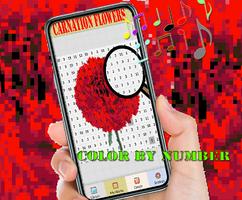 Carnation Flowers Color By Number-Pixel Art Affiche