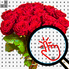 Rose Bucket Flowers Pixel Art Coloring By Number أيقونة