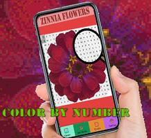 Zinnia Flowers Color By Number-Pixel Art Affiche