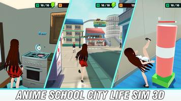 Anime School City Life Sim 3D Poster