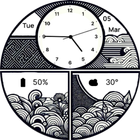 EXD025: Monochrome Watch Face Zeichen