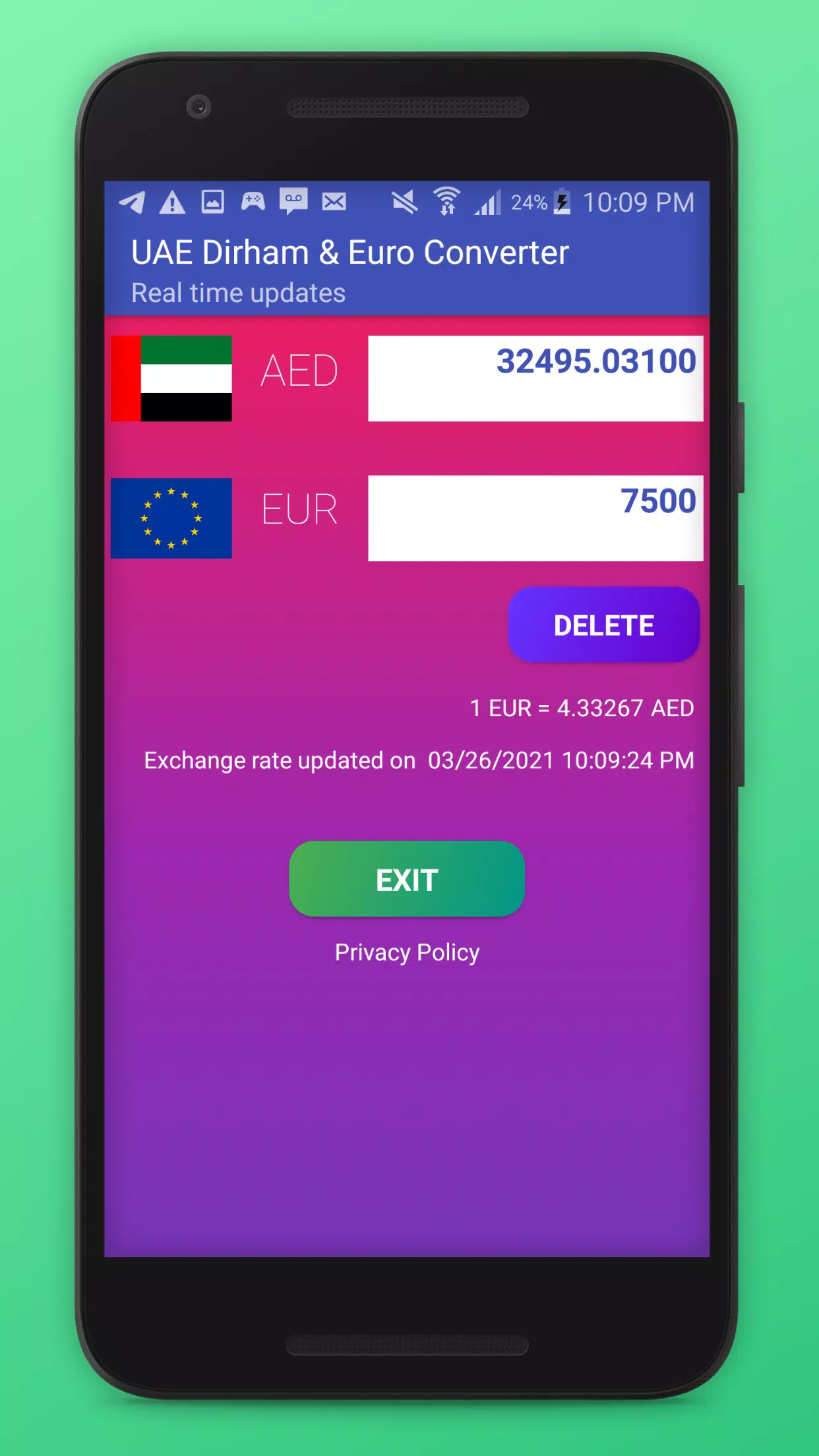 UAE Dirham & Euro Converter - AED & EUR APK pour Android Télécharger