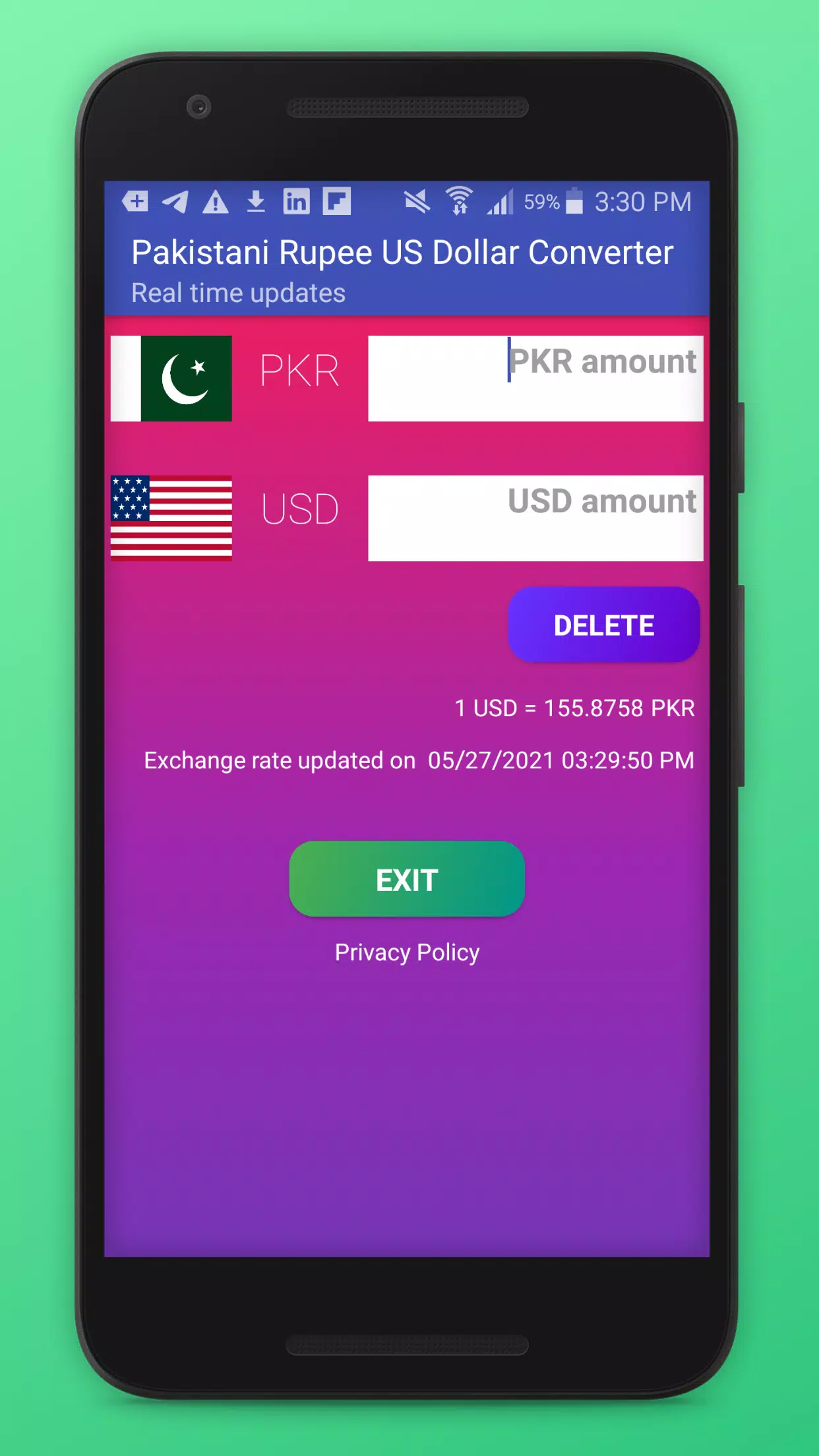 Pakistani Rupee US Dollar Converter - PKR & USD APK für Android