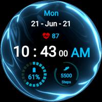 Fluid Blue Watch Face الملصق