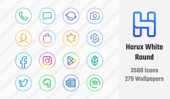 Horux White - Round Icon Pack الملصق