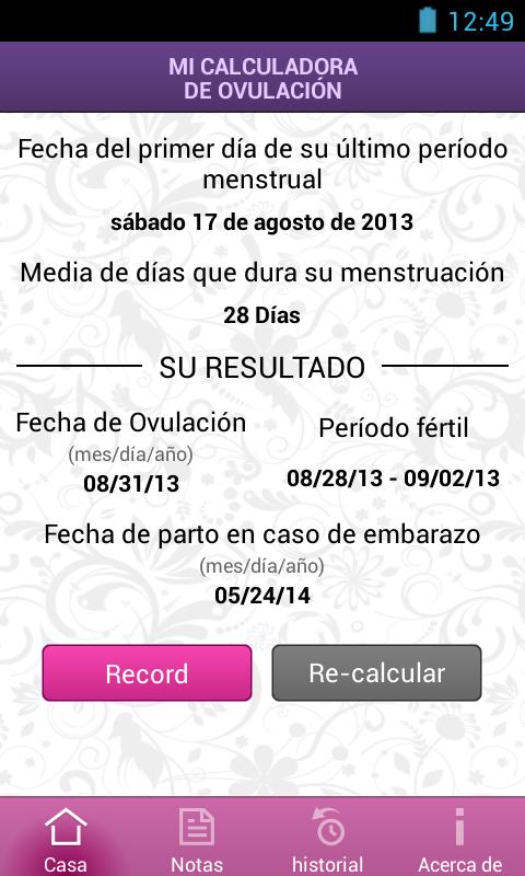 calculo de mi periodo menstrual