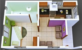 3D Small House Plan poster