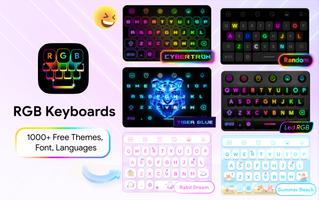 Poster Neon Led Keyboard: Emoji, Font