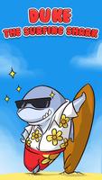 Surfer Shark Emoji Keyboard Sticker Affiche