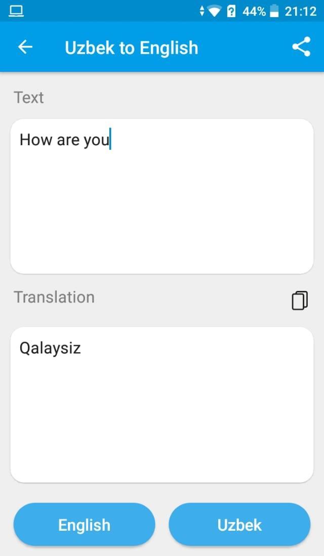 Translate english to uzbek