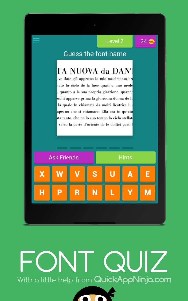 flov Tanke lærebog FONT QUIZ for Android - APK Download