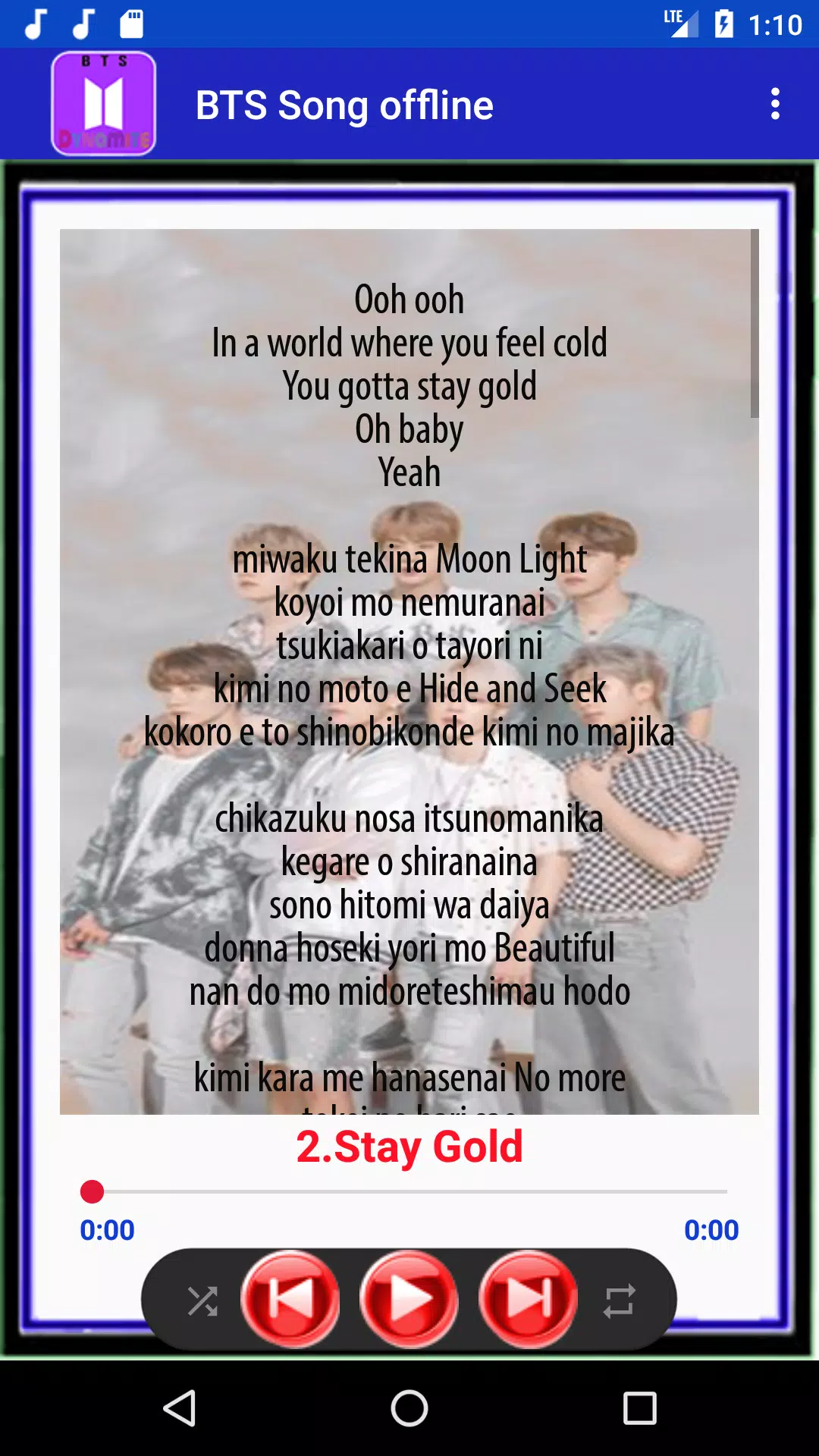 Bts Song Offline Life Goes On Lyrics Apk For Android Download