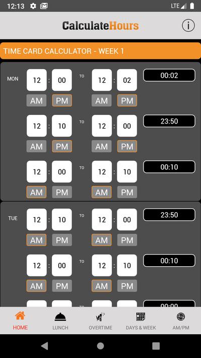 Time card calculator w hours minutes timeclock for android apk 