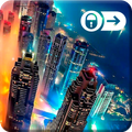 Dubai Skyline Neon Purple Urba